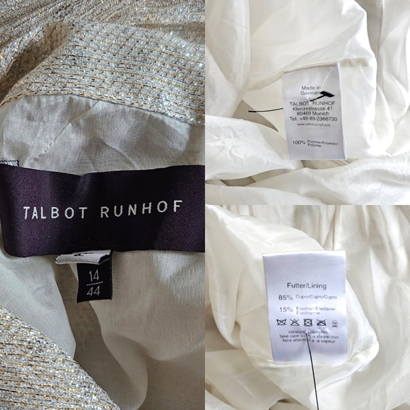 Talbot Runhof Gold/Silver Metallic Effect Ruched Midi Dress Size US14/DE44 - Picture 16 of 17